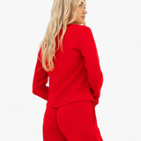 Soft Waffle Cardigan - Red