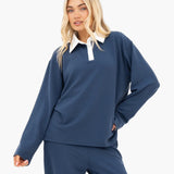 Soft Waffle Rugby Shirt - Blue