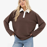 Soft Waffle Rugby Shirt - Brown