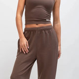 Soft Waffle Trousers - Brown