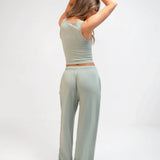 Soft Waffle Trousers - Sage Green