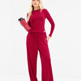 Ebony Long Sleeve Top - Deep Raspberry
