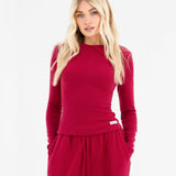 Ebony Long Sleeve Top - Deep Raspberry
