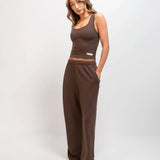 Soft Waffle Vest Top - Brown
