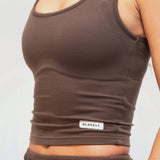 Soft Waffle Vest Top - Brown