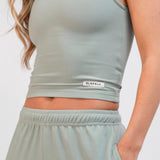 Soft Waffle Vest Top - Sage Green