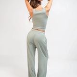 Soft Waffle Vest Top - Sage Green