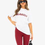 Sophia Oversized T-Shirt - White & Classic Red