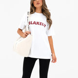 Sophia Oversized T-Shirt - White & Classic Red