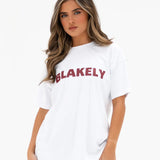 Sophia Oversized T-Shirt - White & Classic Red