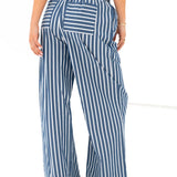 Kiara Stripe Trousers - Navy