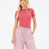 Elodie Stripe Trousers - Raspberry