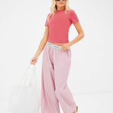 Elodie Stripe Trousers - Raspberry