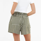 Kiara Stripe Shorts - Khaki Green