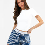 Kiara Stripe Shorts - Navy