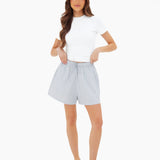 Elodie Stripe Shorts - Grey