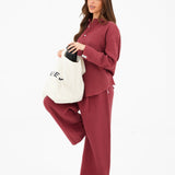 Mila Wide Leg Trousers - Washed Red