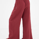 Mila Wide Leg Trousers - Washed Red