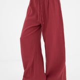 Mila Wide Leg Trousers - Washed Red