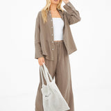 Mila Wide Leg Trousers - Tan
