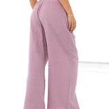 Mila Wide Leg Trousers - Dusty Pink