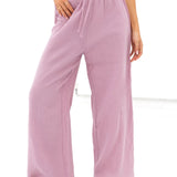 Mila Wide Leg Trousers - Dusty Pink