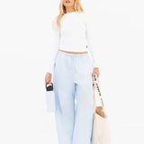 Maya Wide Leg Trousers - Soft Blue