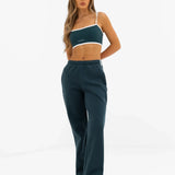 Jada Wide Leg Sweatpants - Teal Green