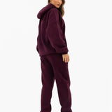 Iris Wide Leg Sweatpants - Deep Burgundy