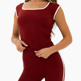 Ines Active Top - Maroon Red