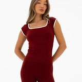 Ines Active Top - Maroon Red