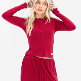 Ebony Button Up Cardigan - Deep Raspberry