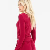 Ebony Button Up Cardigan - Deep Raspberry