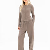 Ebony Button Up Cardigan - Neutral Taupe