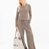 Ebony Button Up Cardigan - Neutral Taupe
