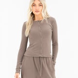 Ebony Button Up Cardigan - Neutral Taupe