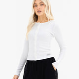 Ebony Button Up Cardigan - Warm White