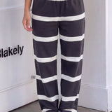 Tilly Striped Trousers - Charcoal