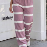 Tilly Striped Trousers - Dusty Pink
