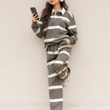 Tilly Striped Trousers - Safari Green