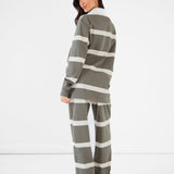 Tilly Striped Trousers - Safari Green