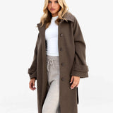 Madalyn Longline Coat - Brown