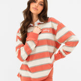 Skye Stripe Rugby Shirt - Orange Mix