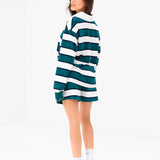Skye Stripe Rugby Shirt - Green Mix