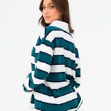 Skye Stripe Rugby Shirt - Green Mix