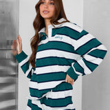 Skye Stripe Rugby Shirt - Green Mix