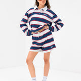 Skye Stripe Rugby Shirt - Red Mix