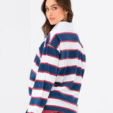 Skye Stripe Rugby Shirt - Red Mix