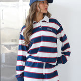 Skye Stripe Rugby Shirt - Red Mix
