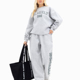 Alexis Wide Leg Sweatpants - Marl Grey